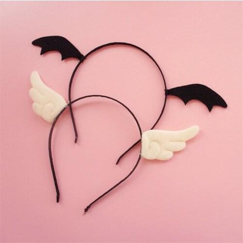 Handmade Kawaii Black Devil White Angel Hairpin Headband Cosplay Accessories Hair Hoops Lady Lovely Kitten Headdress