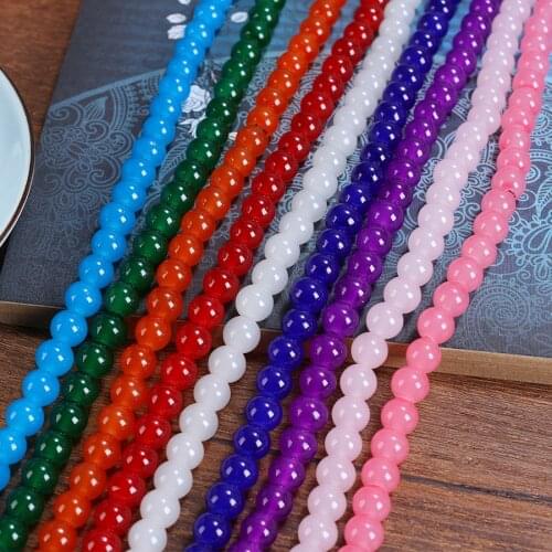 100pc/lot 8mm Colorful Smooth Round Glass Loose Spacer Beads For Diy Bracelet Necklace Jewelry Crafts Making Supplies Accessory