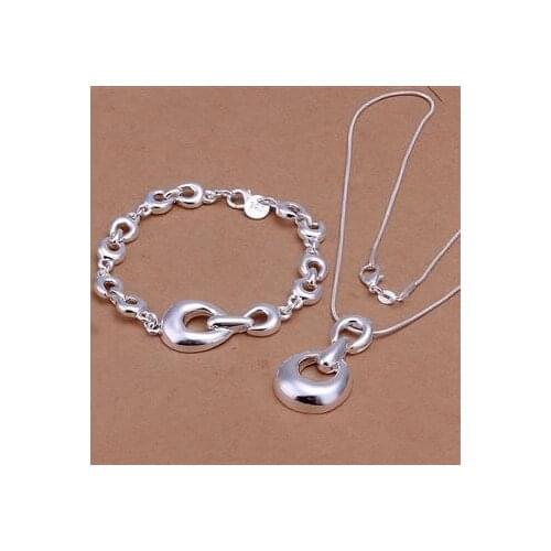 S345 925 Hot Selling Silver Color Jewelry Sets For Women Fashion Jewelry Set Bracelet Necklace /aqdajhka Bbvajtca