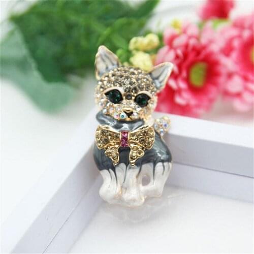 Alloy Green Eye Kitten Brooch Coat Cardigan Brooch Pin Animal Brooch For Women Jewelry Accessories
