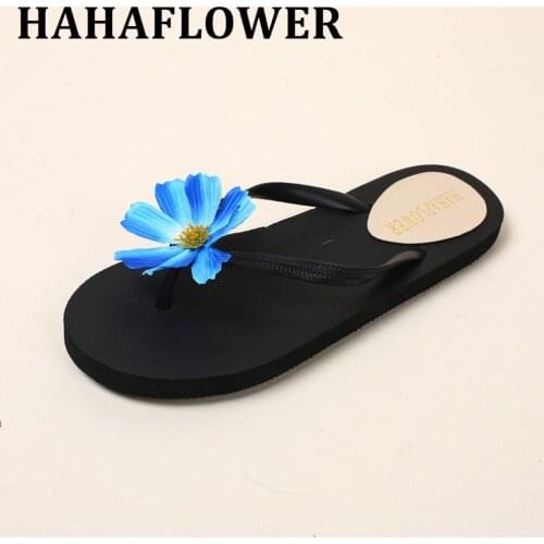 HAHAFLOWERWomen Slippers Summer Shoes Women Flip Flops Flats Slippers Fashion Flower floral ladys slippers Shoes Woman