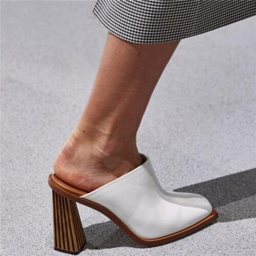 Slingbacks sexy pumps high heels leather shoes square toe women pumps party dress shoes spring summer footwear sandals slippers