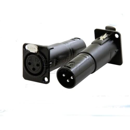 High quality 5pcs/lot 3 Pin XLR Female to XLR Male FeedThru Adapter adaptor Chassis Lock Socket Connector For D Panel Mounting