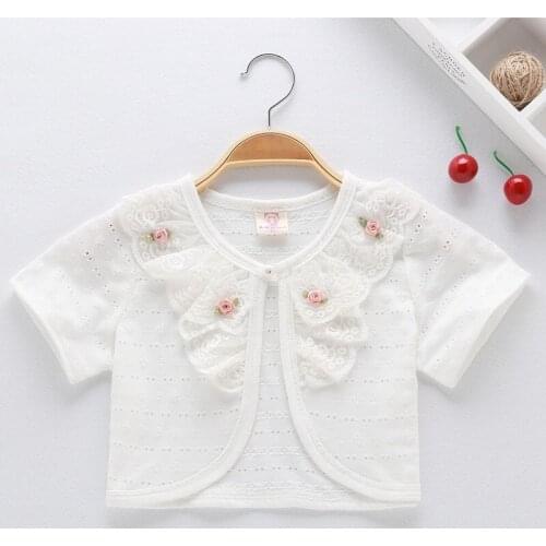2021 Girls Jacket Summer Cotton Sweet Girls Cardigan Sweater Fashion Kids Shrug For Girls 1 2 3 4 6 8 10 Years RKC174004