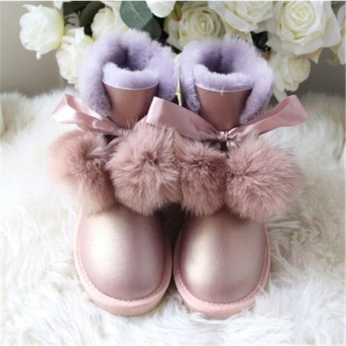 Natural Sheepskin Leather 2020 Shoes Women Snow Boots Real Wool Genuine Sheepskin Leather Natural Fur Non-Slip Women Boots