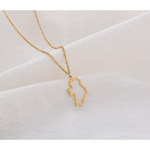 10 Western Europe World Ireland map pendant chain necklace hollow State geography Country city island Hometown Necklace Jewelry
