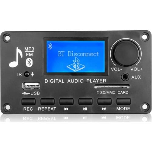 12V Handsfree Bluetooth 5.0 MP3 WMA WAV Decoder Board Folder Display Wireless Music Audio Modul USB TF FM Car Radio Kit