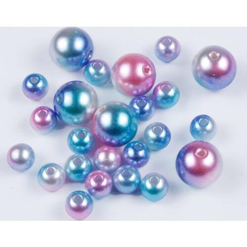 3/4/5/6/8/10/12mm Acrylic Straight Hole Pearl Two-color Beads Three-color Beads Gradient Color for DIY Headdress Earrings