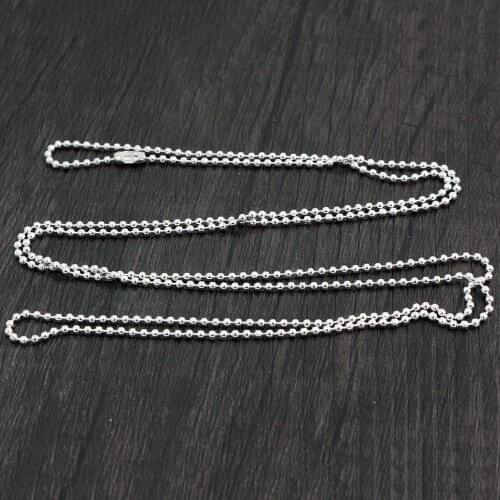 5pcs 1.5mm Silver Plated Ball Beads Chain Necklace Bead Connector 65cm(25.5 inch) (Z1-04)