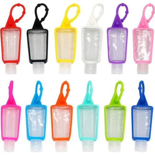 5PCS/lot 30ml Cute Silicone Mini Hand Sanitizer Detachable Cover Travel Portable Refillable Bottle Random