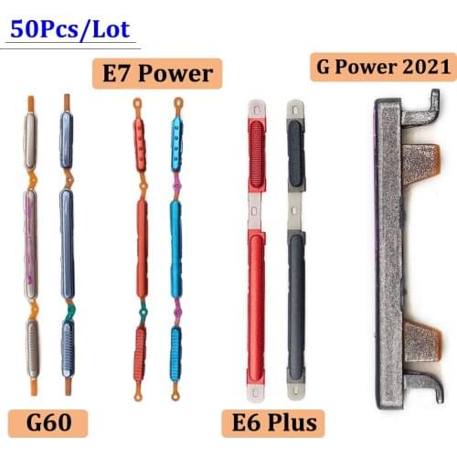 50Pcs，New Side Volume Button + Power ON / OFF Buttton Key Set Replacement For Motorola Moto E6 Plus E7 Power G Power 2021 G60