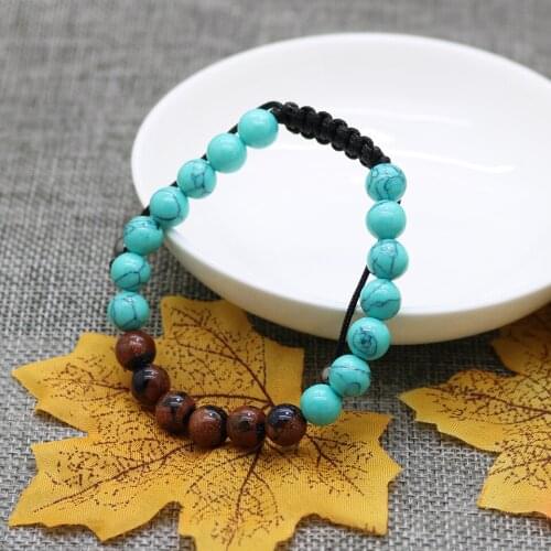 Ailatu New Natural Stone Macrame Bracelets eith 8mm Natural Stone Beads Top Quality