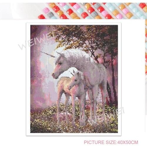 5D New Diy Diamond Painting Forest White Horse Full Drill Diamond Embroidery Mosaic Cross Stitch Kits Home Decoration Gift
