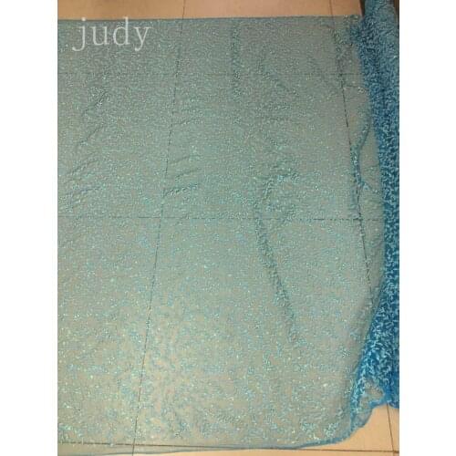 Free shipping Free shipping HL0254# Light blue leaf flash powder African cloth Nigerian cloth mesh wedding dress supplies