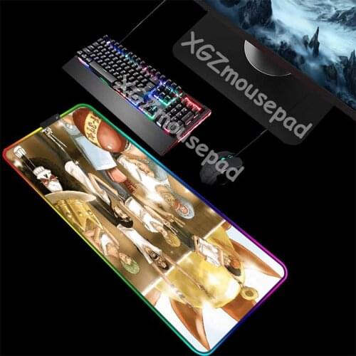 XGZ Large RGB Gaming Mouse Pad Black Lock Edge Anime One Piece Custom Office Computer Desk Mat Non-slip for Lol Dota Gamer Xxl