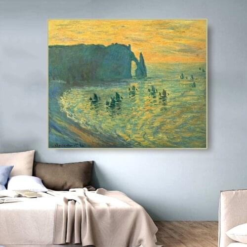 Citon Claude Monet《Cliffs At Etretat,1886》Canvas Oil Painting World Famous Art Poster Picture Wall Decor Modern Home Decoration