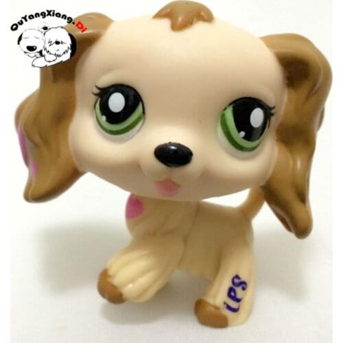 CWG43 Pet Shop Animal Cream Cocker Spaniel Puppy Dog Pink Hearts Dog action Figure cute puppy