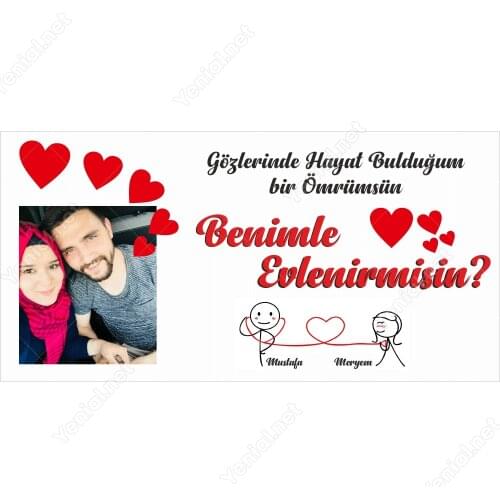 Customized Marriage Proposal Poster Banner with Photo Picture Printed - Will You Marry Me? - Size Option