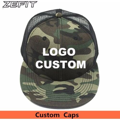 Custom Trucker Caps 3D Embroidery Printed Logo Flat Bill Hat Adjustable Personalize Baseball Special Troops Soldier Camo Cap