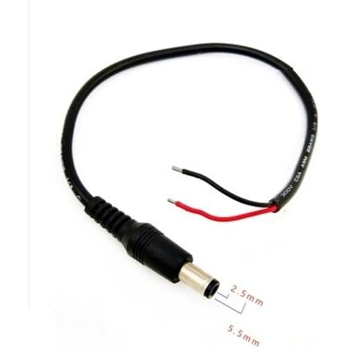 5pcs 5.5x2.5 mm DC Power Cable Male plug socket Rating 3.0A 12V Cable Adapter cord barrel 9.8mm