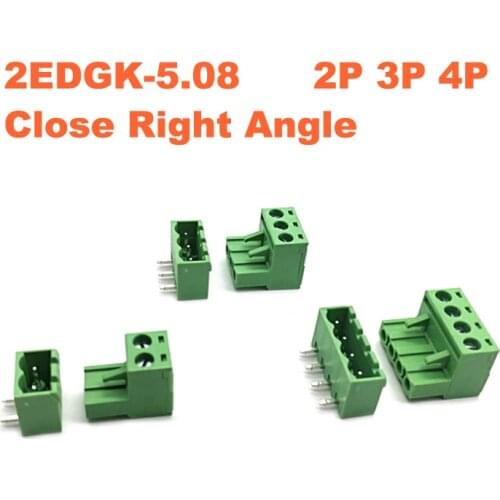 Pitch 5.08mm 2P 3P 4P Screw Plug-in PCB Terminal Block 2EDGK 2EDGRC Close Right Angle Pin Male/Female Pluggable Connectors
