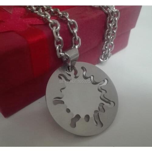 Stainless Steel Round jewish sun god combination Pendant Necklace + chain Unisex Jewelry