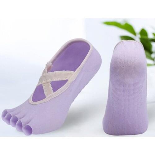 Lace Cross Straps Five-finger Yoga Socks Breathable Anti Slip Seamless Ballet Dance Pilates Fitness Gym Sport Half Toe Socks