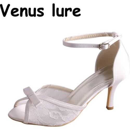 London Wedding Shoes Peep Toe White Bridal Shoes for Ladies Ankle Strap