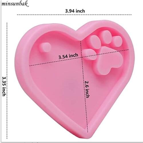 Minsunbak Shiny Love Keychain Silicone Mold Heart DIY Dog Tag Baking Epoxy