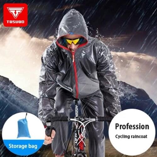 TOSUOD Cycling raincoat windbreaker Male mountain bike split poncho rain pants suit women Sports outdoor running clothes