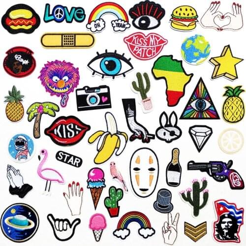 Eye Hand Earth DIY Cloth Badges Mend Decorate Iron On Sew On Patch Clothes Apparel Sewing Decoration Applique Pineapple LOVE