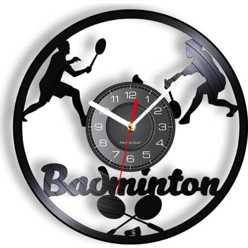 Badminton Job Vinyl Record Wall Clock For Living Room Badminton Racket Artwork Wall Watch Sports Home Decor Vinyl Handicraft Art