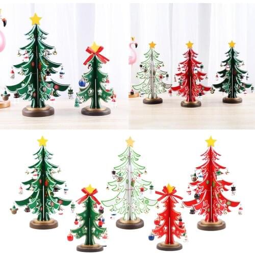 Desktop Wooden Christmas Tree Decor DIY Christmas Tree Ornament Statue, DIY 3D Xmas Tree