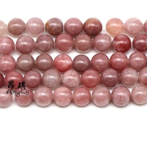 Natural Stone Strawberry Quartz Crystal Round Loose Beads 4 6 8 10 12mm Pick Size For Jewelry Makiing DIY Bracelet Necklace 15