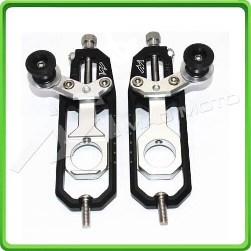 Motorcycle Chain Tensioner Adjuster with spool fit for Suzuki GSXR 600 / 750 2006 2007 2008 2009 2010 black&silver