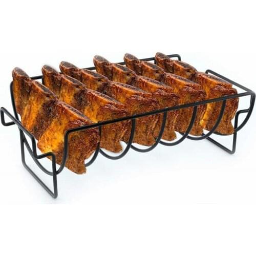 ONEUP Non-Stick Rib Shelf BBQ 2020 Stand Barbecue Roast Rack Stainless Steel Grilling BBQ Chicken Beef Ribs Rack Grilling baske