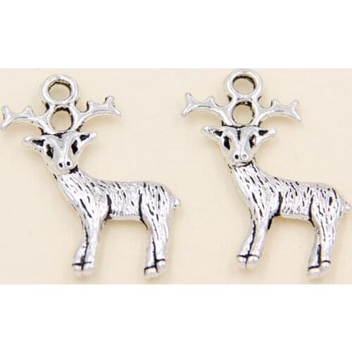 Wholesale 35Pcs Tibetan Silver Animals Sika Deer Charms Pendants 19x23mm