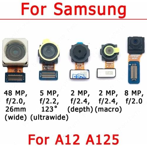 Original Front Back Camera For Samsung Galaxy A12 A125 Facing Small Backside Selfie Rear Frontal Camera Module Flex Spare Parts