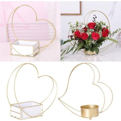 Nordic Style Flower Pot Stand Geometric Heart Planter Metal Succulent Cactus Plant Holder Indoor Outdoor Garden Decor E8BD