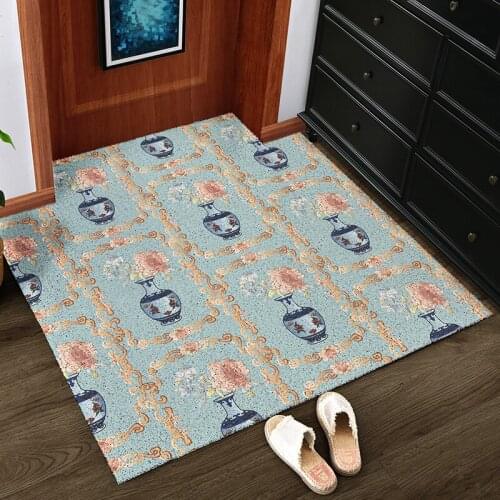 Silk Loop Doormat Carpet Living Room Bedroom Bathroom Hallway Kitchen Entrance Doormat Non-slip Can Be Cut PVC Home Mats Carpet