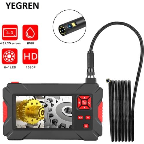 2.0MP Industrial Endoscope 4.3 in HD Display Borescope Camera Waterproof Micro Pipe Inspection Endoscope Snake Tube Endoscope