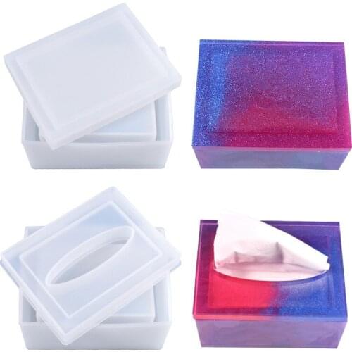 DIY Tissue Box Crystal Epoxy Mold For Handmade Car Tissue Box Silicone Resin Mould Home Decoration Accessories