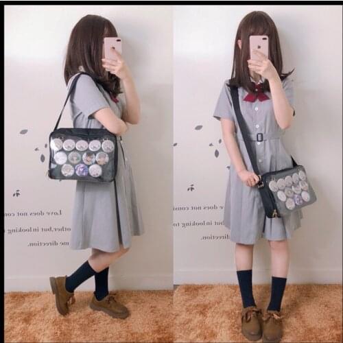 Harajuku Style Japanese Lolita Transparent Clear Itabag Messenger Shoulder Bag Anime Cosplay Uniform Handbag Oxford 5 Colors