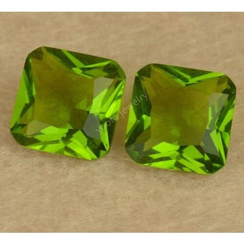 Sale 3x3~12x12mm 5A Olive Green Color Square Octangle Princess Shape Glass Beads Loose Glass Stone Synthetic Gems For Jewelry