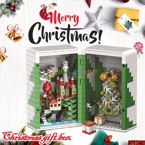 Inventory Clearance 452PCS Christmas Tree Gift Box Santa Claus Village Building Blocks Toys For Children Boys