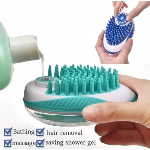 Dog Soft Silicone Pet Washing Bath Brush 2in1 Cleaning Brush Silicone SPA Massage Comb Dogs Hair Removal Cleaning Tool Supplies