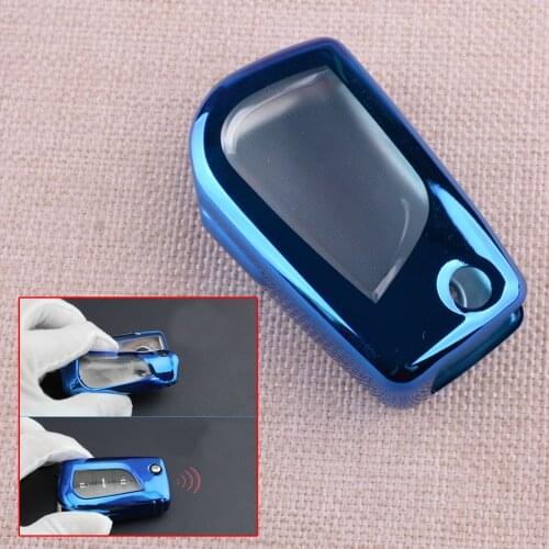Blue Car Soft TPU Flip Key Case Shell Protector Cover fit for Toyota Camry C-HR RAV4 Corolla Hatchback Corolla Sedan 2020
