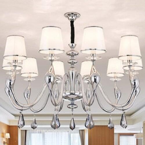 Modern Swan Led Chandeliers Lighting Living Room Chrome Metal Led Pendant Chandelier Lights Hanging Lamp Fixture For Dining Room