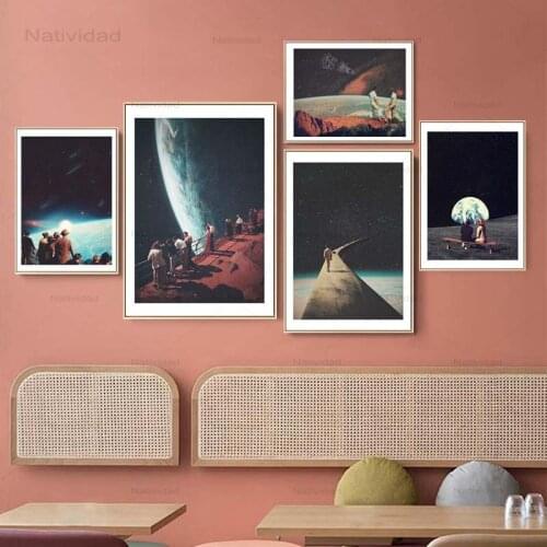 Vintage Soviet Space Posters Night Sky Universe Earth Milky Way Wall Canvas Painting Modern Science Fiction Pictures Home Decor