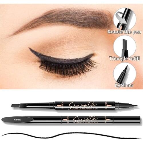 5 Colors Waterproof Eyebrow Pencil Liquid Makeup Pen Double Head Not Blooming Lasting Multipurpose Eyes Smudge Tool
